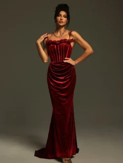Dresses|Maxi Dresses*Mew Mews Fashion Mckay Spaghetti Flower Velvet Maxi Dress