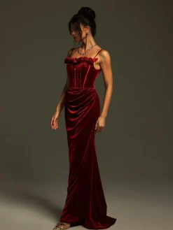 Dresses|Maxi Dresses*Mew Mews Fashion Mckay Spaghetti Flower Velvet Maxi Dress