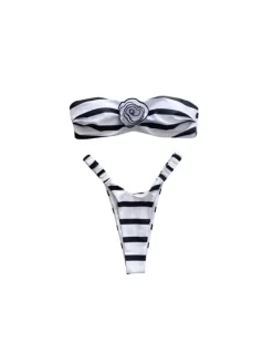 Bikini Sets*Mew Mews Fashion Melissa Stripe Flower Bikini Two Piece Set