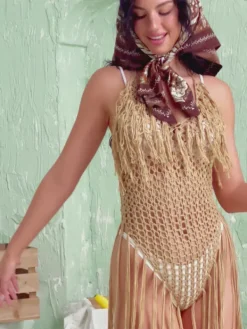 Cover-ups|Swimwear*Mew Mews Fashion Melvina Knit Fringe Cover Up Dress