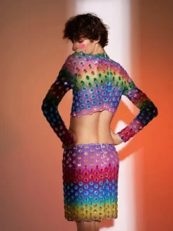 Embellishment*Embellishment Micaiah Long Sleeve Rainbow Rhinestone Top Set