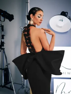 Dresses|Maxi Dresses*Bandage Milada Bow Split Dress In Black