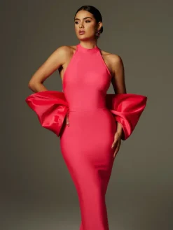 Dresses|Maxi Dresses*Bandage Milada Bow Split Dress In Pink