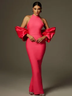 Dresses|Maxi Dresses*Bandage Milada Bow Split Dress In Pink