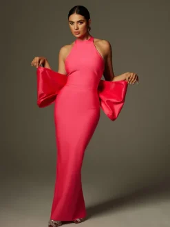 Dresses|Maxi Dresses*Bandage Milada Bow Split Dress In Pink