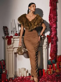 Dresses|Maxi Dresses*Mew Mews Fashion Mistee V Neck Ruched Maxi Dress
