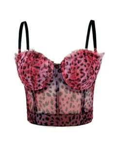 Tops*Mew Mews Fashion Mitchell Spaghetti Leopard Print Top In Red