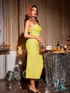 Dresses*Bandage Monet Strapless Dress In Yellow
