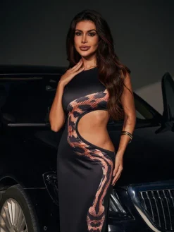Dresses|Maxi Dresses*Mew Mews Fashion Nabila Snake Printed Cutout Maxi Dress