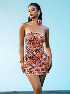 Dresses|Mini Dresses*Mew Mews Fashion Naoki Strapless Sequin Mesh Dress With Choker