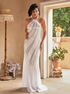 Dresses|Maxi Dresses*Mew Mews Fashion Narwani Halterneck Satin Maxi Dress