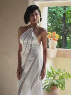 Dresses|Maxi Dresses*Mew Mews Fashion Narwani Halterneck Satin Maxi Dress