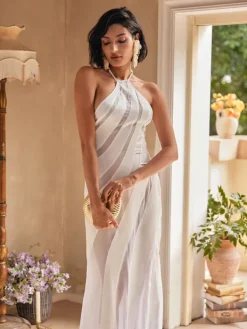 Dresses|Maxi Dresses*Mew Mews Fashion Narwani Halterneck Satin Maxi Dress