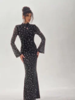 Dresses|Maxi Dresses*Mew Mews Fashion Natalja Long Sleeve Crystal Mesh Dress