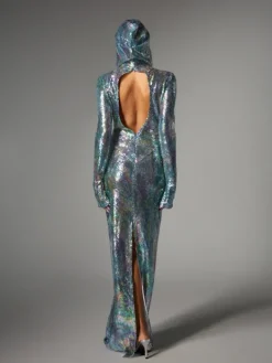 Embellishment|Dresses*Embellishment Nebraska Ombre Long Sleeve Hooded Maxi Dress In Light Blue