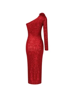 Dresses*Mew Mews Fashion Nico One Shoulder Flower Sequin Midi Dress