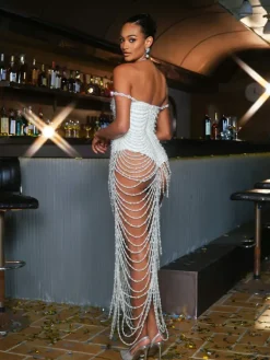 Dresses|Maxi Dresses*Mew Mews Fashion O/S Nicola Pearl Fringe Maxi Dress