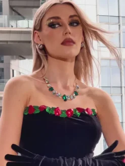 Dresses|Maxi Dresses*Mew Mews Fashion Nilo Flower Sequin Velvet Dress With Gloves