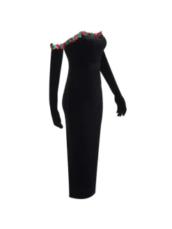 Dresses|Maxi Dresses*Mew Mews Fashion Nilo Flower Sequin Velvet Dress With Gloves