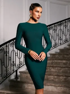 Dresses|Midi Dresses*Bandage Nina Plunge Reversible Midi Dress In Green
