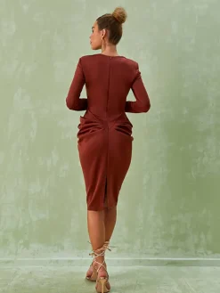 Dresses|Midi Dresses*Mew Mews Fashion Noelani Long Sleeve Corset Midi Dress