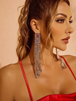 Earrings*Mew Mews Fashion Nola Multi Diamante Tassel Earrings