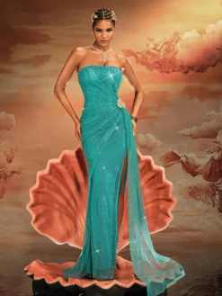 Embellishment|Dresses*Lu Yili Norbert Strapless Ruched Split Maxi Dress