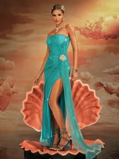 Embellishment|Dresses*Lu Yili Norbert Strapless Ruched Split Maxi Dress