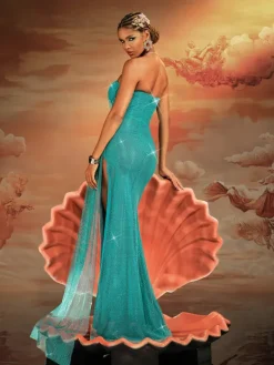 Embellishment|Dresses*Lu Yili Norbert Strapless Ruched Split Maxi Dress