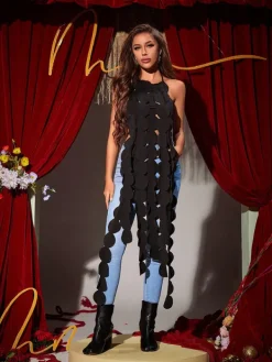 Tops*Mew Mews Fashion Nyx Backless Circle Cutout Fringe Top In Black