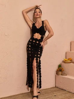 Dresses|Maxi Dresses*Mew Mews Fashion Nyx Circle Cutout Fringe Maxi Dress