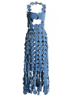 Dresses|Maxi Dresses*Mew Mews Fashion Nyx Circle Cutout Fringe Denim Maxi Dress