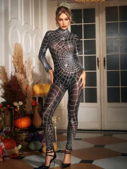 Jumpsuits & Romper|Embellishment*Embellishment Octavia Cobweb Print Embellished Jumpsuit In Chocolate