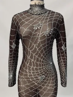 Jumpsuits & Romper|Embellishment*Embellishment Octavia Cobweb Print Embellished Jumpsuit In Chocolate