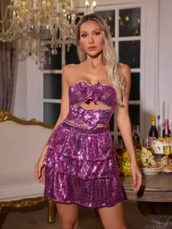Dresses|Mini Dresses*Mew Mews Fashion Oisín Sequin Bow Cutout Mini Dress
