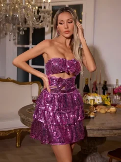 Dresses|Mini Dresses*Mew Mews Fashion Oisín Sequin Bow Cutout Mini Dress