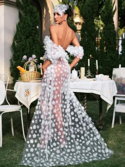 Dresses|Maxi Dresses*Jiu Bajia O/S Oksana Flower Corset Maxi Dress In White