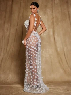 Dresses|Maxi Dresses*Jiu Bajia O/S Oksana Spaghetti Flower Corset Maxi Dress In White