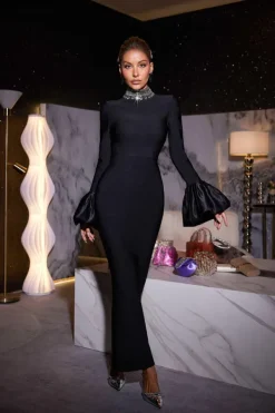 Dresses|Maxi Dresses*Bandage Omer Rhinestone Dress In Black