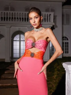 Dresses|Maxi Dresses*Bandage Oriole Crystal Cutout Dress