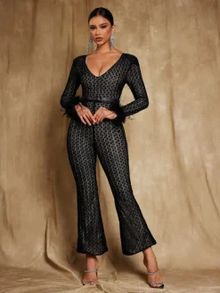 Jumpsuits & Romper*Mew Mews Fashion Orwell Long Sleeve Feather Jumpsuit