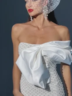 Dresses|Maxi Dresses*Mew Mews Fashion Ozzy Strapless Bow Pearl Embellished Maxi Dress