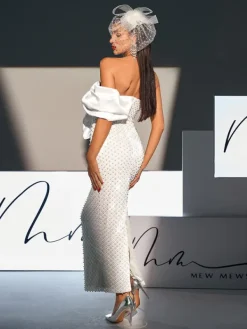 Dresses|Maxi Dresses*Mew Mews Fashion Ozzy Strapless Bow Pearl Embellished Maxi Dress