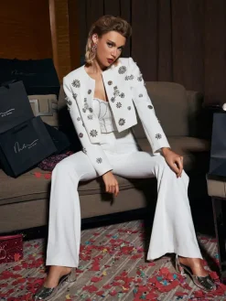 Blazers|Sets & Co-ords*Mew Mews Fashion Parvati Embellished Blazer Set In White