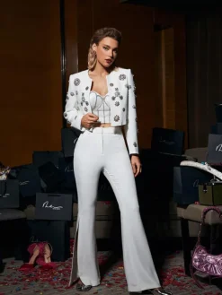 Blazers|Sets & Co-ords*Mew Mews Fashion Parvati Embellished Blazer Set In White