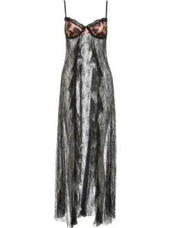 Dresses|Midi Dresses*Mew Mews Fashion Phyrix Spaghetti Leopard Split Lace Midi Dress