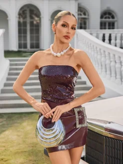 Dresses|Mini Dresses*Mew Mews Fashion Phyxira Strapless Sequin Mini Dress