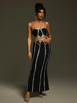 Dresses|Maxi Dresses*Bandage Pinedo Rhinestone Cutout Maxi Dress