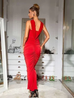 Dresses|Maxi Dresses*Mew Mews Fashion Pomeline Rose Bodycon Maxi Dress In Red