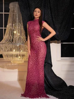 Dresses|Maxi Dresses*W Jia Protea Back Cutout Rhinestone Mesh Dress